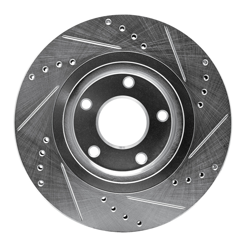 Nissan X-Trail Brake Rotor (1) - Front Left - R1 Concepts - Drilled & Slotted - Silver - `07-`15